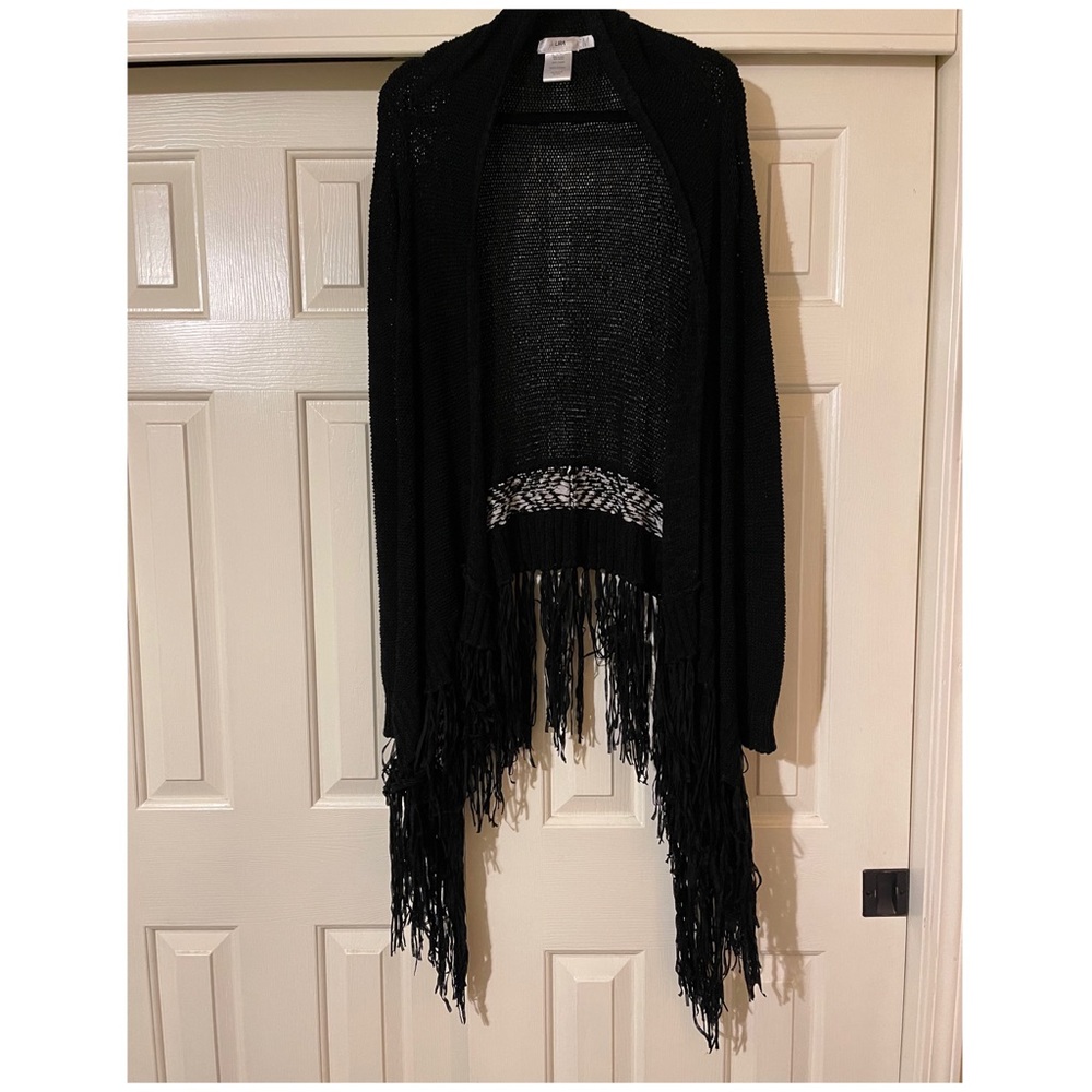Lira Black Cardigan with Fringe